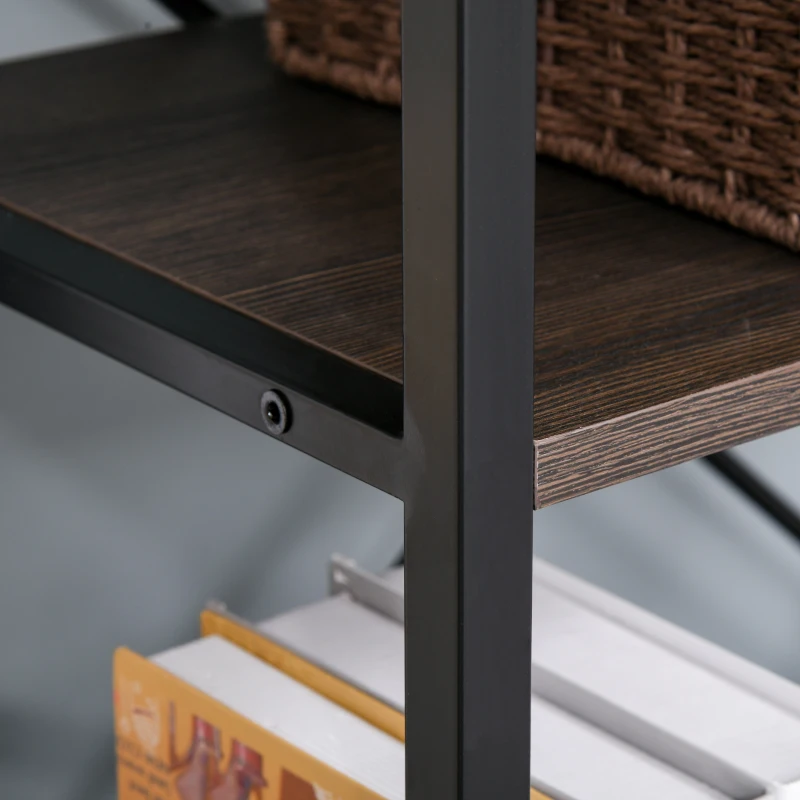 HOMCOM 5-Tier Industrial Bookcase with Open Storage, Bookshelf Display Rack with Metal Frame for Home Office, 70.75''L x 12.5''W x 70''H, Walnut