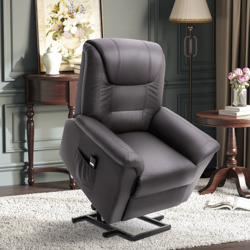HOMCOM Electric Power Lift Recliner Chair w/ Remote, Brown