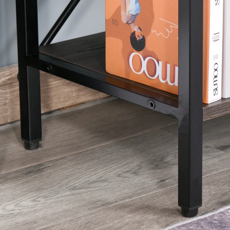 HOMCOM 5-Tier Industrial Bookcase with Open Storage, Bookshelf Display Rack with Metal Frame for Home Office, 70.75''L x 12.5''W x 70''H, Walnut