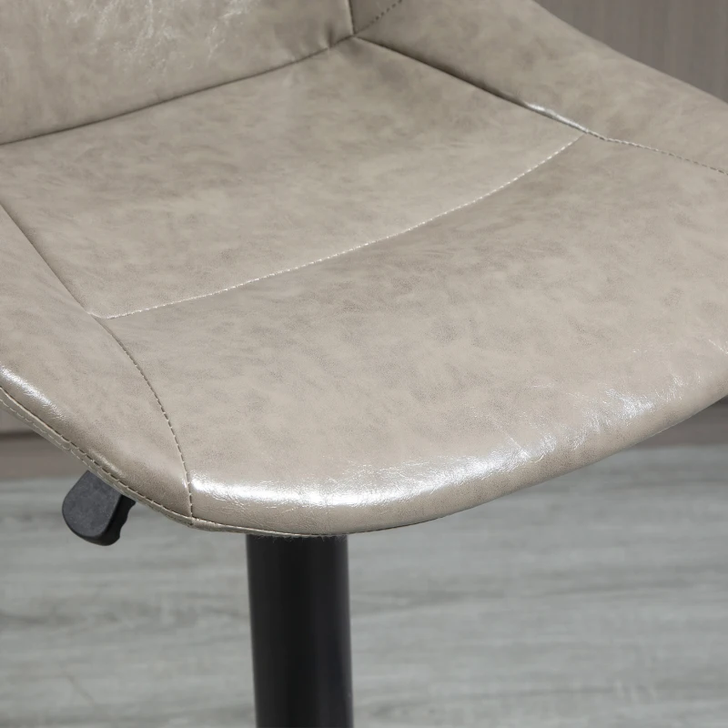 HOMCOM Adjustable Bar Stools Set of 2, Modern Kitchen Stools, 360 Degree Swivel Bar Height Chairs in PU Leather with Footrest, Grey