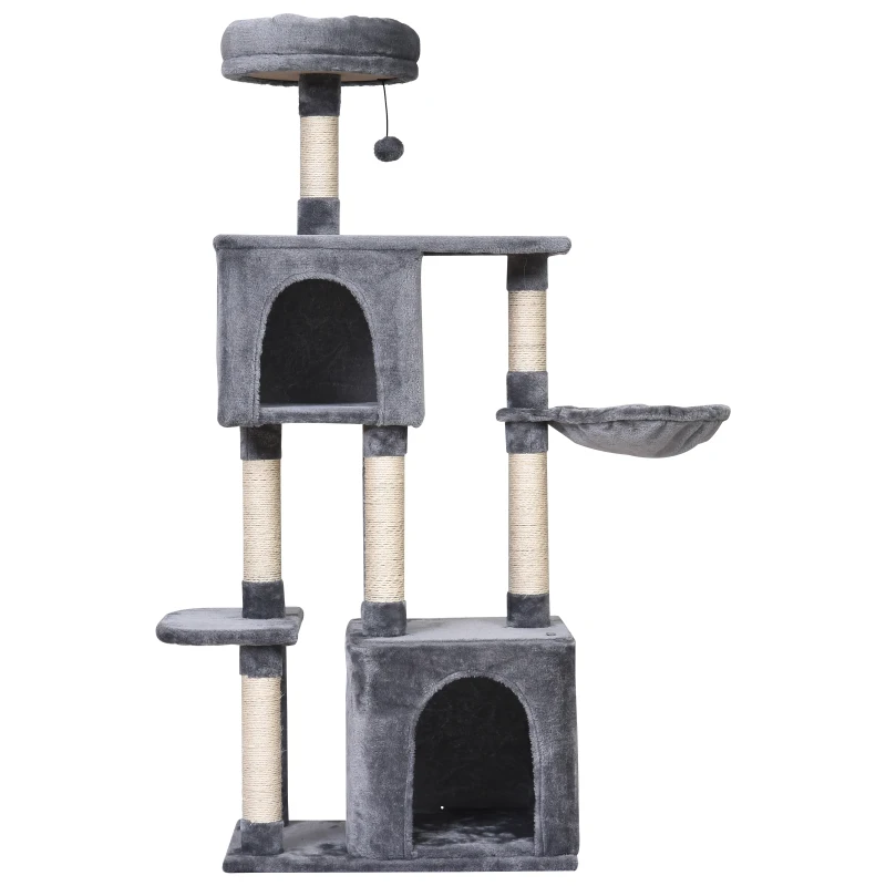 PawHut 57"H Multi-Level Cat Tree Scratcher Kitty Activity Center Condos