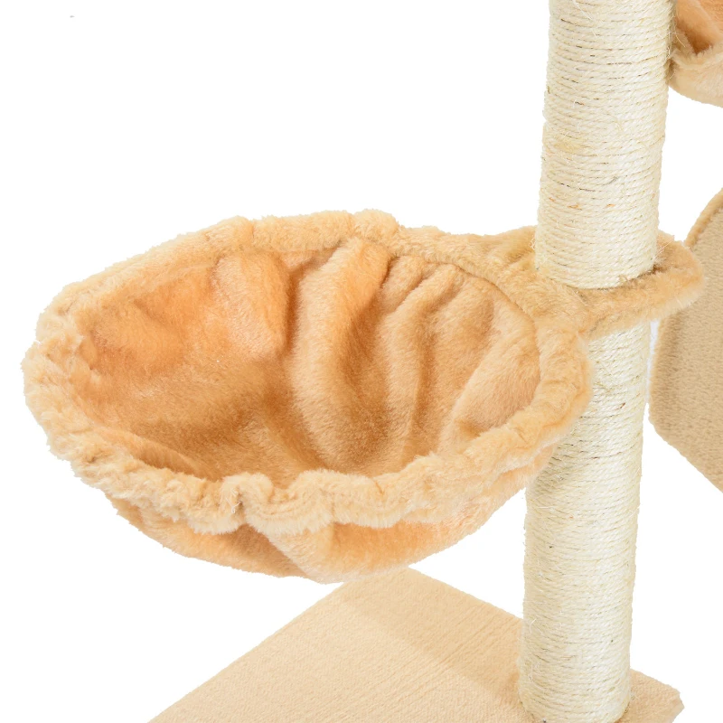 PawHut 39" Deluxe Cat Tree Tower Scratching Post Kitten Condo Activity Center Deep Cream
