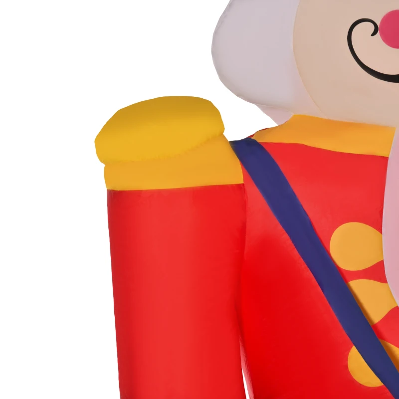 HOMCOM 8ft Christmas Inflatable Decoration with Soldier Playing Drums Easy Set-Up Blow UP Decoration for Holiday Yard