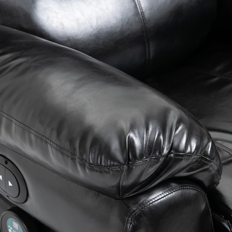 HOMCOM Vibration Massage Recliner Chair for Living Room with Heat,   Single Sofa, PU Leather Power Reclining Chair, Home Theater Seating with Footrest, Black