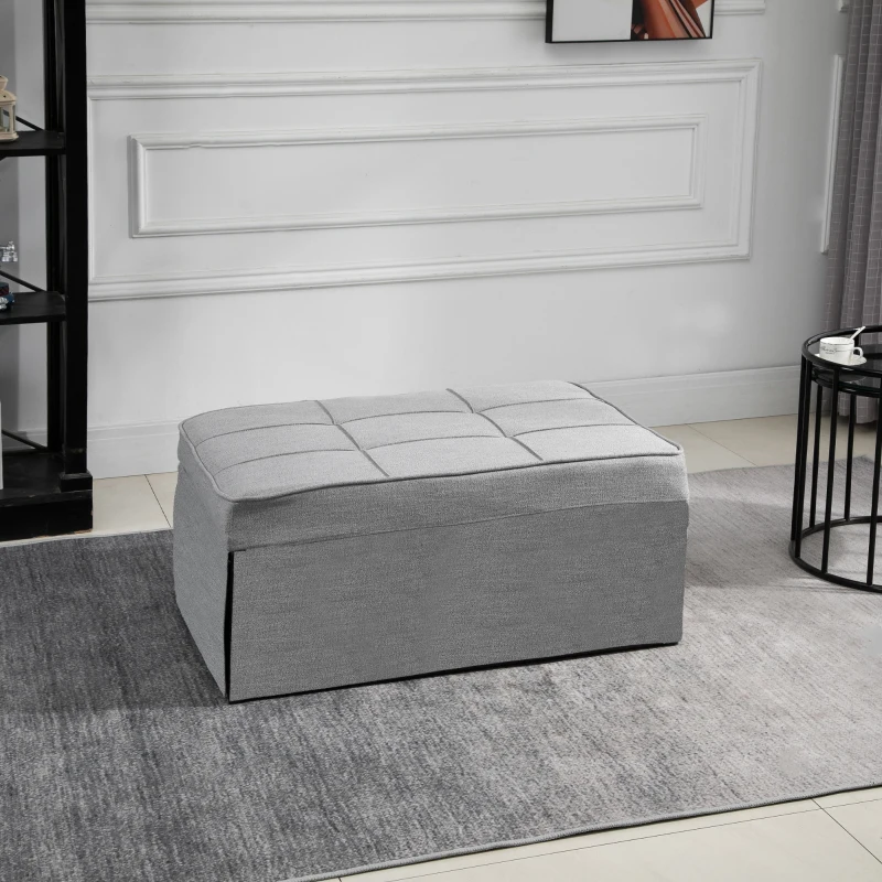 HOMCOM 4-In-1 Design Convertible Sofa Tea Table Lounge Chair Single Bed with 5-Level Adjustable Backrest, Footstool and Metal Frame for Living Room Bedroom, Grey