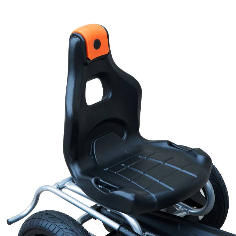 Aosom Kids Pedal Powered Ride-On Go Kart Racer With Hand Brake And Non-Slip Wheels - Orange