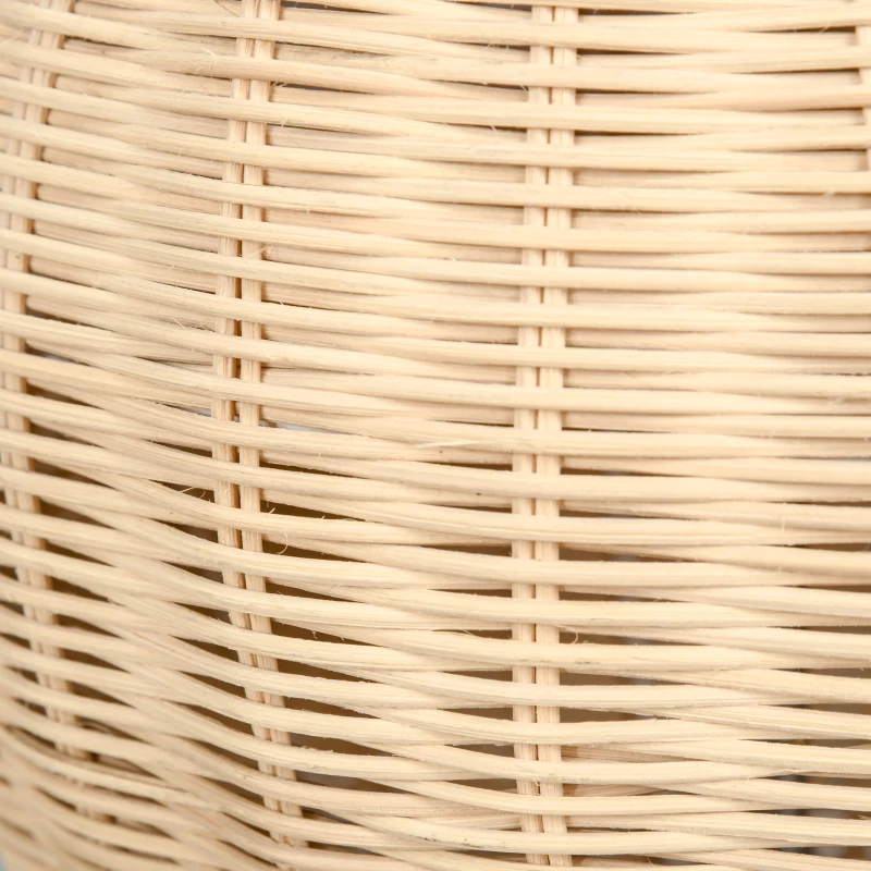 HOMCOM Nautical Style Table Lamp, Bedside Reading Light with White Fabric Lampshade and Rattan Base for E26 LED or Halogen Bulb for Living Room, Natural