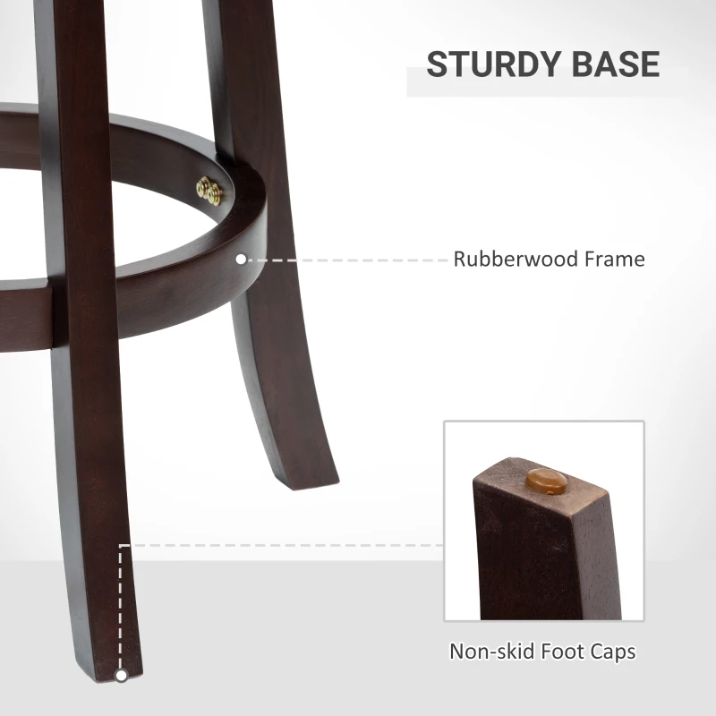 HOMCOM Classic Bar Stool Swivel Barstool with PU Leather Upholstered Mid-Back and Footrest, 30.25 Inch Seat Height, Black