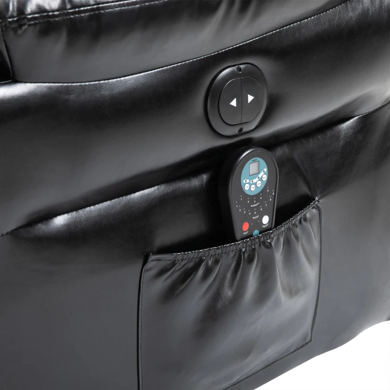 HOMCOM Vibration Massage Recliner Chair for Living Room with Heat,   Single Sofa, PU Leather Power Reclining Chair, Home Theater Seating with Footrest, Black