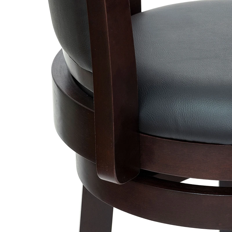 HOMCOM Classic Bar Stool Swivel Barstool with PU Leather Upholstered Mid-Back and Footrest, 30.25 Inch Seat Height, Black