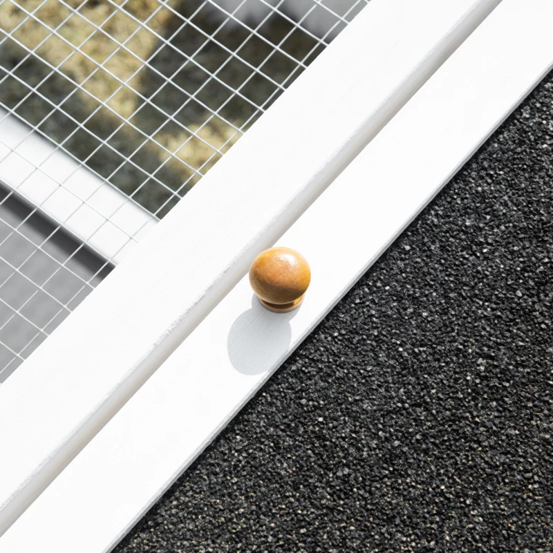 PawHut Wooden Rabbit Hutch Small Animal Cage Pet Run Indoor Outdoor with Openable Roof and Water-repellent Paint, Grey