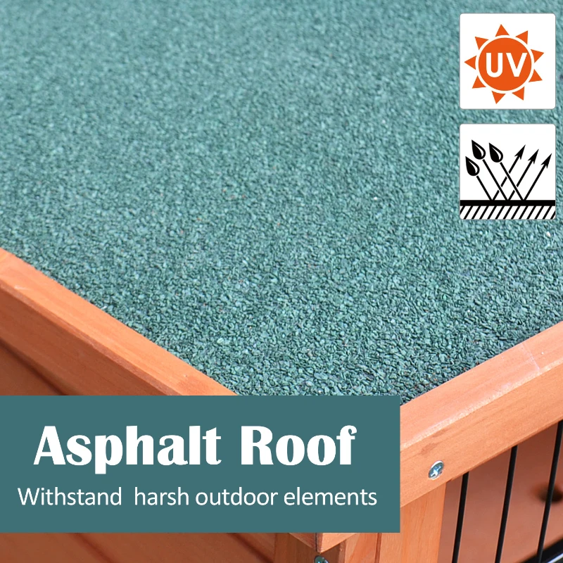 PawHut 48x20x36Inch Wooden Rabbit Hutch Backyard Bunny Cage Small Animal House w/ Outdoor Run, Red