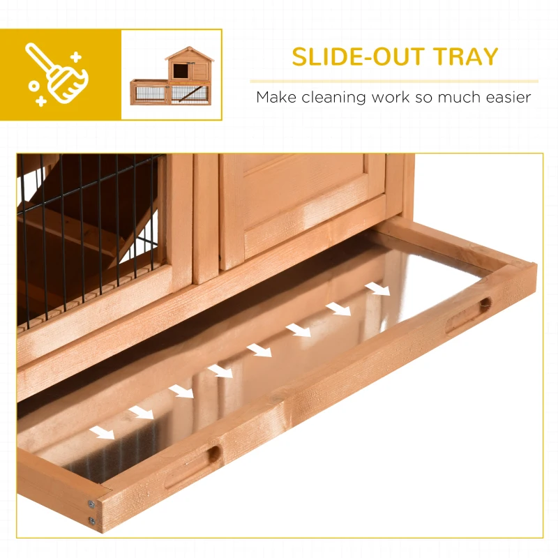 PawHut Wood Rabbit Hutch Bunny Small Animal House w/ Outdoor Run Portable Backyard Wooden with Outdoor Run