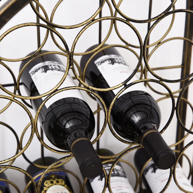 HOMCOM 45 Bottle Wrought Iron Lockable Industrial Free Standing Wine Rack Jail, Antique Bronze
