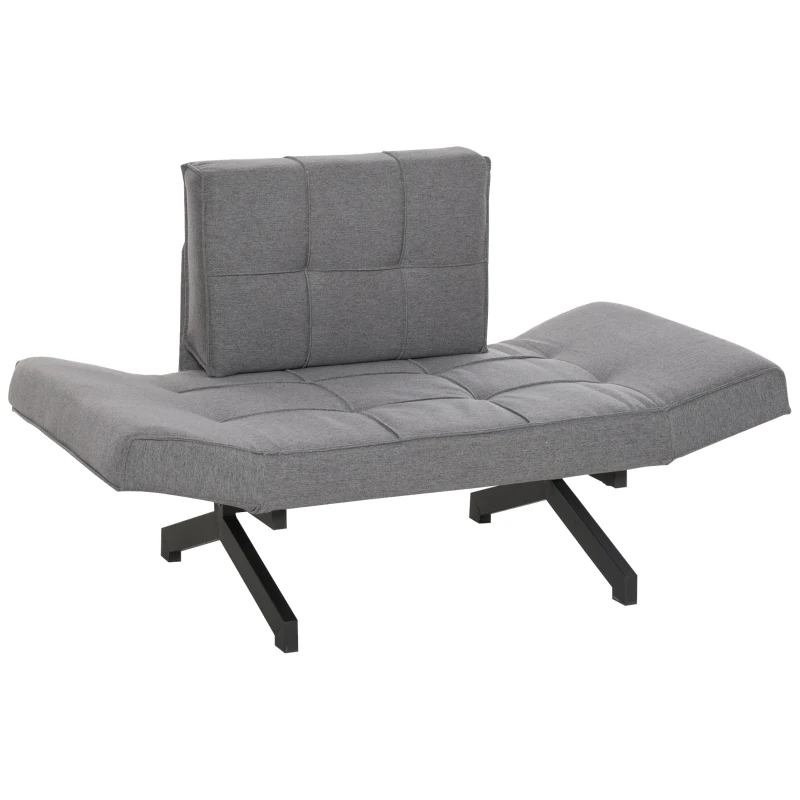 HOMCOM Convertible Accent Chair Single Sofa with Upholstered Fabric Cushion and Steel Legs for Compact Living Room, Grey