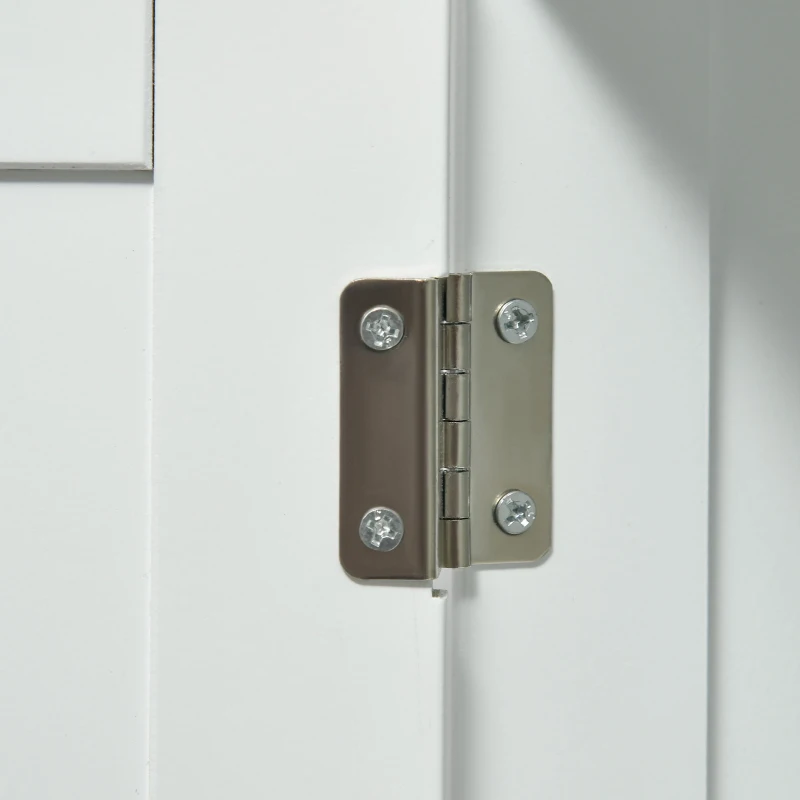 kleankin Tall Bathroom Storage Cabinet, Freestanding Linen Tower with 3-Tier Open Shelf and Door, Slim Floor Organizer, White