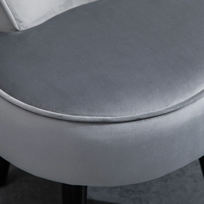 HOMCOM Modern Foot stool Ottoman, Small Leisure Chair Upholstered, Button Tufted Armless Club Chair Wingback Chair with Low Back, Velvet Style Fabric and Stable Fir Legs, Grey