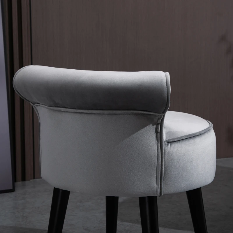 HOMCOM Modern Foot stool Ottoman, Small Leisure Chair Upholstered, Button Tufted Armless Club Chair Wingback Chair with Low Back, Velvet Style Fabric and Stable Fir Legs, Grey