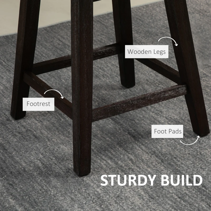 HOMCOM Set of 2 Tufted Bar Stool Chairs, Beige