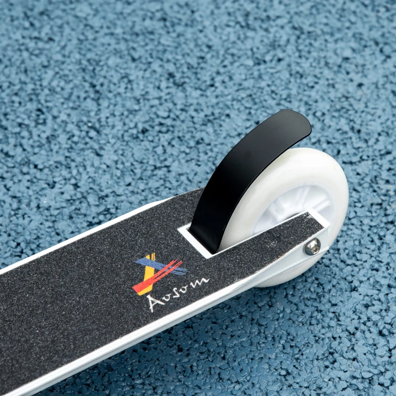 Aosom Stunt Scooter, Pro Scooter, Entry Level Freestyle Scooter w/ Lightweight Alloy Deck for 14 Years and Up Teens, Adults, White
