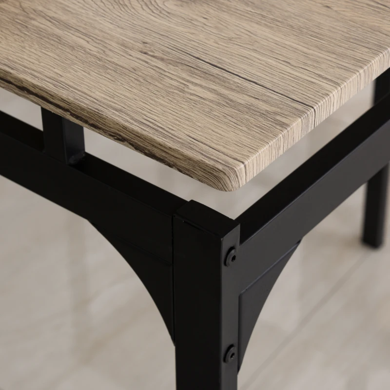 HOMCOM 5 Piece Modern Dining Table and 4 Stools Industrial Dining Set with Footrest & Metal Legs, For Kitchen, Natural