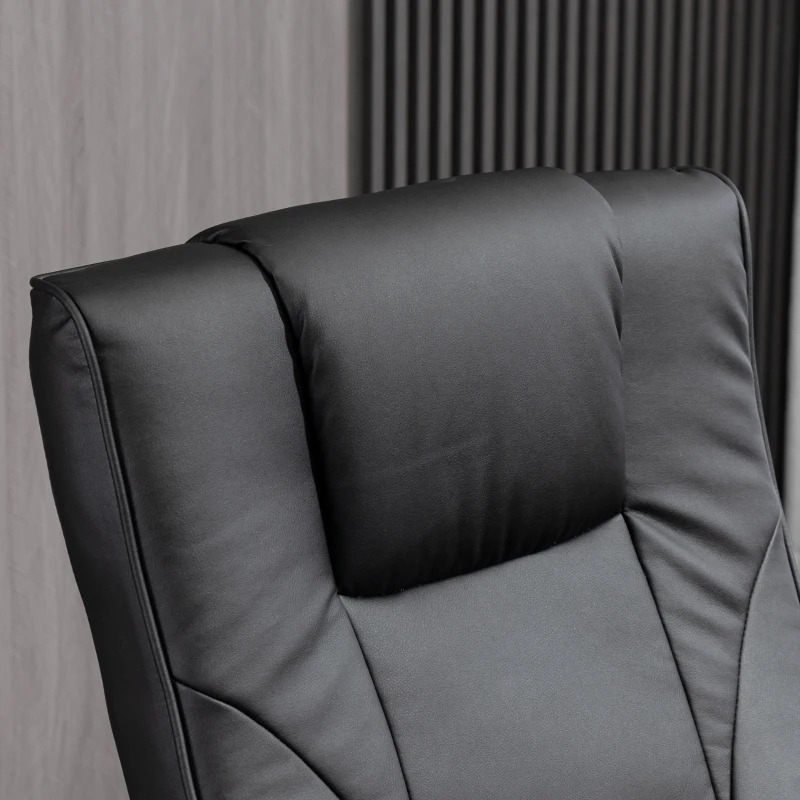 HOMCOM Massage Recliner Chair with Ottoman, Electric Faux Leather Recliner with 10 Vibration Points, Swivel Reclining Chair with Remote Control, Wood Base and Side Pocket, Black