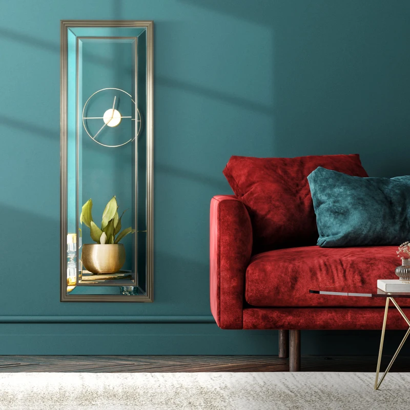 HOMCOM 59" x 20" Modern Full Length Mirror, Wall Mirror for Living Room, Bedroom, Hanging and Leaning Floor Mirror, Vertical or Horizontal, Silver/Gray