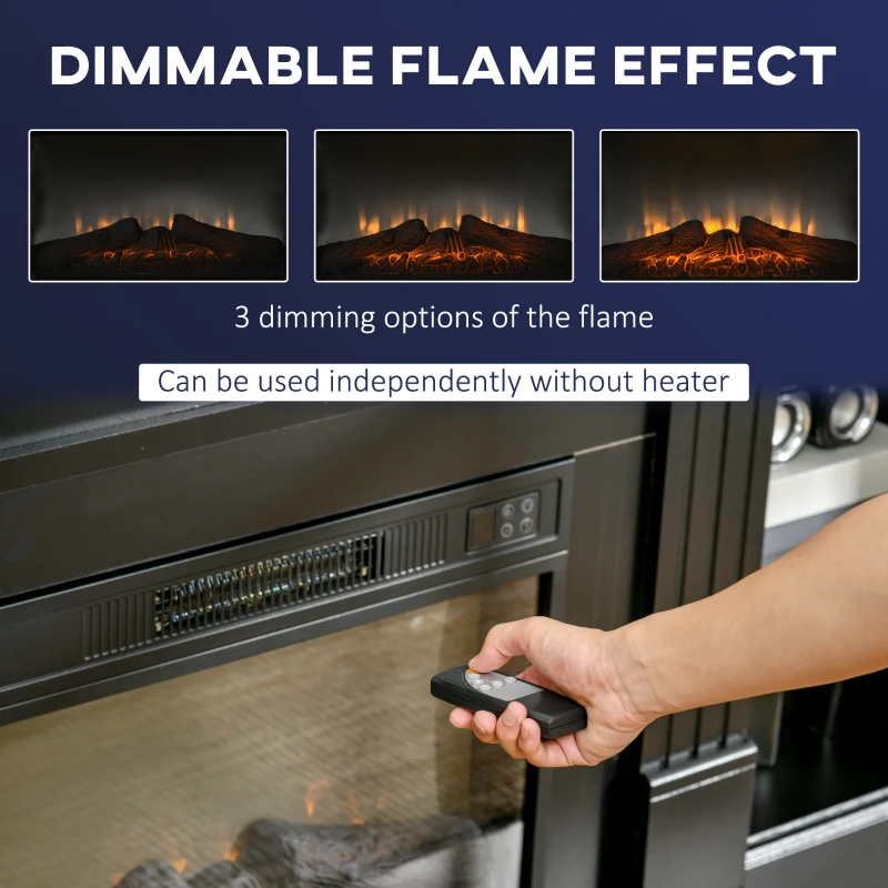 HOMCOM Electric Fireplace TV Stand for TV's up to 46" Flat Screen, Living Room Media Entertainment Console with Adjustable Storage Shelves, Black