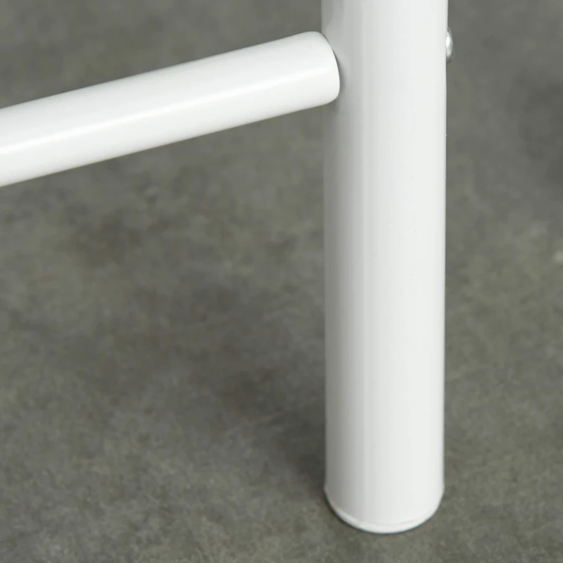 HOMCOM 3 Piece Counter Height Bar Table and Chairs Set, Space Saving Dining Table with 2 Matching Stools, Storage Shelf Metal Frame Footrest, White/Oak