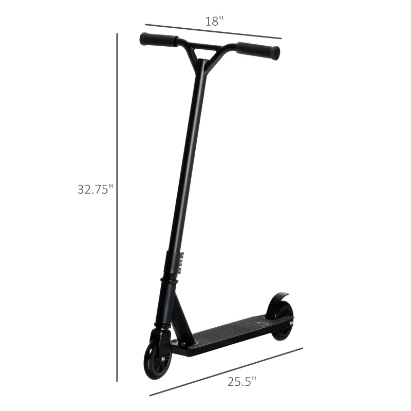 Aosom Stunt Scooter, Pro Scooter, Entry Level Freestyle Scooter w/ Lightweight Alloy Deck for 14 Years and Up Teens, Adults, Black