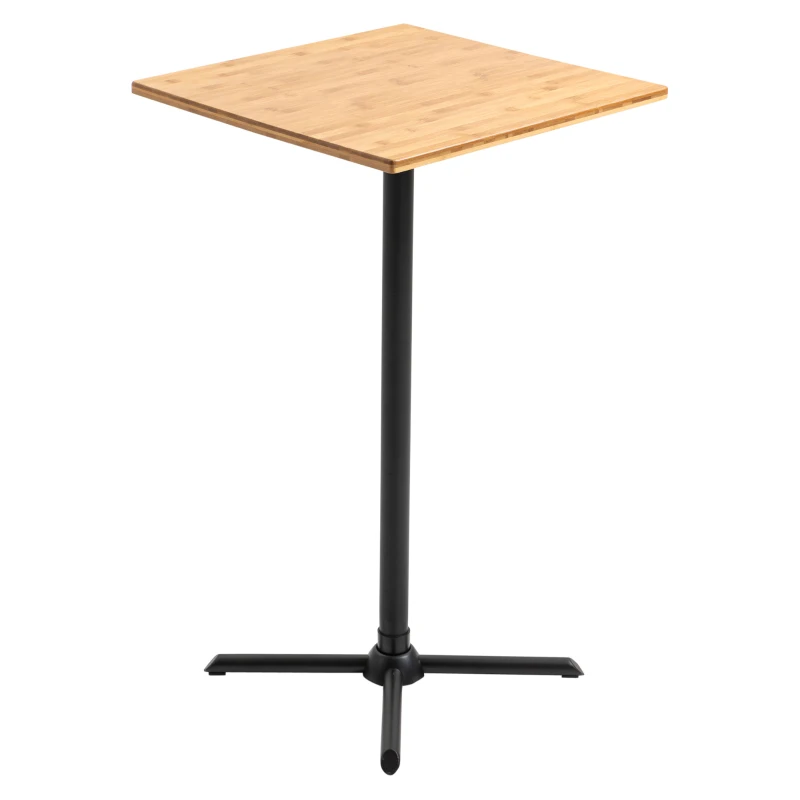 HOMCOM 23.5" Industrial Modern Pub Bar Table, 40.5 Inch Height Adjustable Cocktail table Square Dining Table for Kitchen or Dining Room, Natural Wood