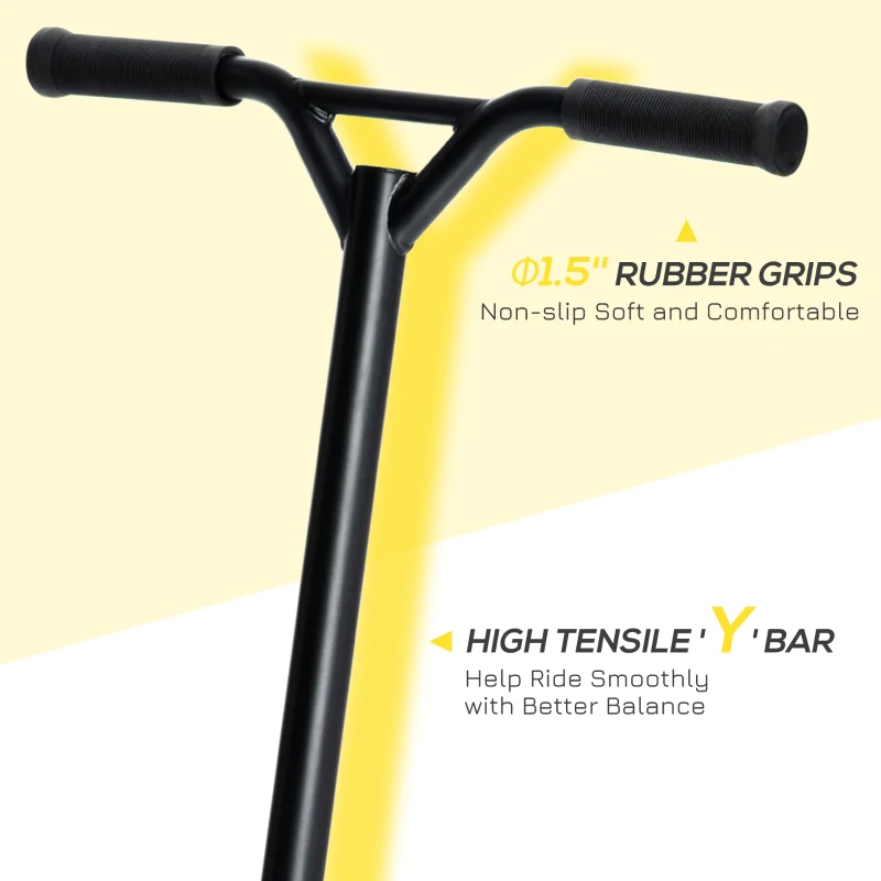 Aosom Stunt Scooter, Pro Scooter, Entry Level Freestyle Scooter w/ Lightweight Alloy Deck for 14 Years and Up Teens, Adults, Black