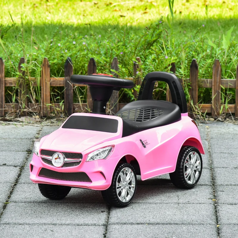 Aosom Kids Ride-On Sliding Car with Horn, Music, Working Lights, Storage, Foot-to-Floor Slider, No Power Required, Fun Play Vehicle