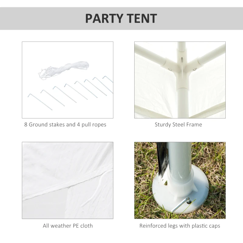 Outsunny 10x10ft Party Tent Portable Gazebo Garden Canopy Event Shelter Outdoor Sunshade White