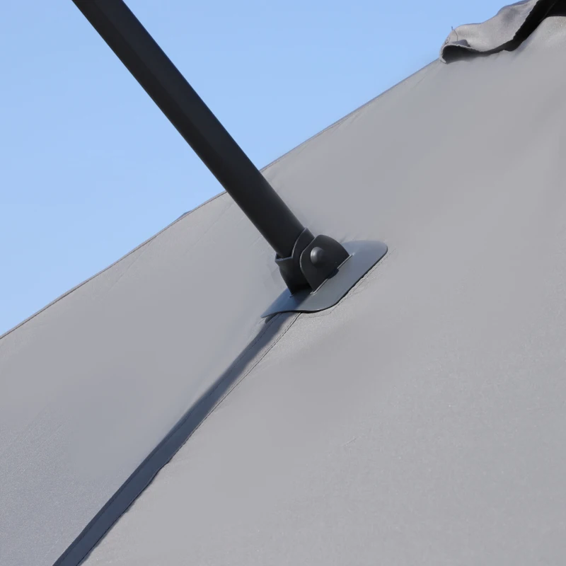 Outsunny 8' x 8' Square Patio Hanging Offset Umbrella Aluminum Outdoor Cantilever Crank Market Parasol Garden Sun Canopy Shelter 360° Rotation w/ Cross Base Grey