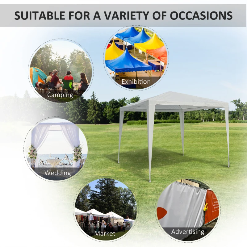 Outsunny 10x10ft Party Tent Portable Gazebo Garden Canopy Event Shelter Outdoor Sunshade White