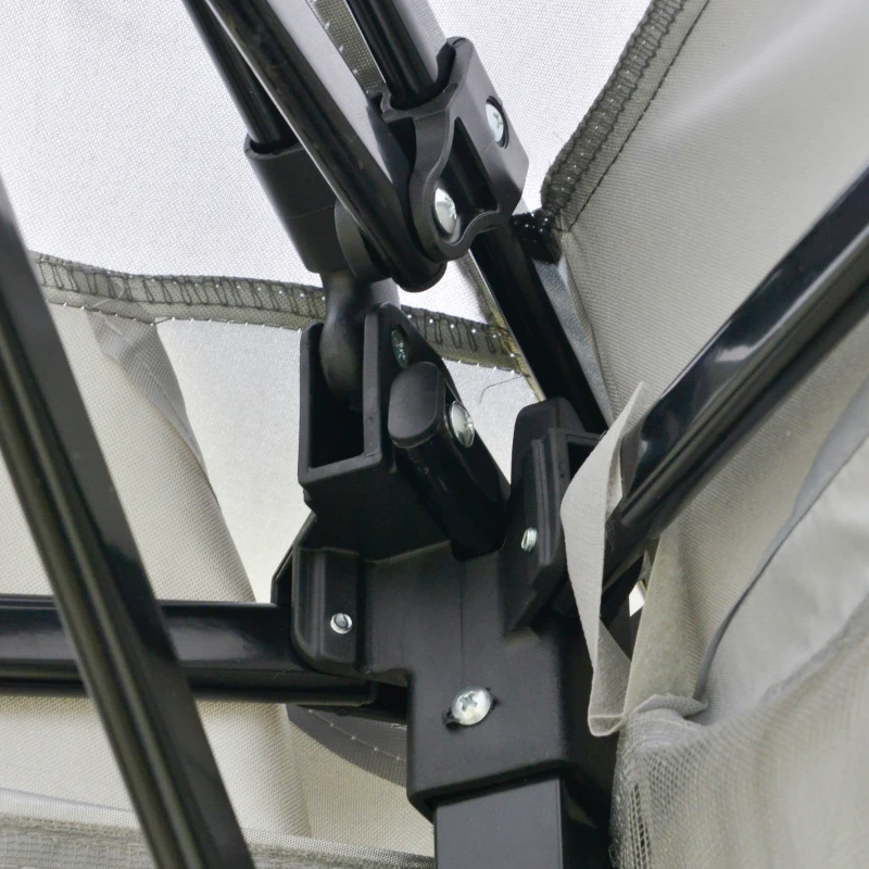 Outsunny 12' x 12' Foldable Pop-up Party Tent Instant Canopy Sun Shade Gazebo Shelter Steel Frame Oxford w/ Roller Bag, Grey