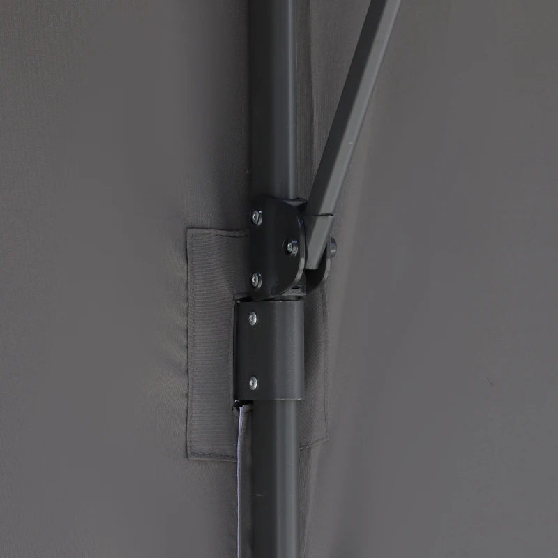 Outsunny 8' x 8' Square Patio Hanging Offset Umbrella Aluminum Outdoor Cantilever Crank Market Parasol Garden Sun Canopy Shelter 360° Rotation w/ Cross Base Grey