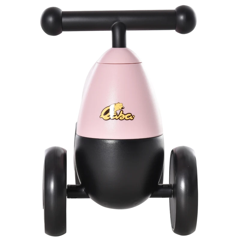 Qaba Baby Balance Bike for 18-36 Months, Toddler No Pedal Ride-on Walking Bike with 4 Wheels Gifts for Boys Girls, Pink