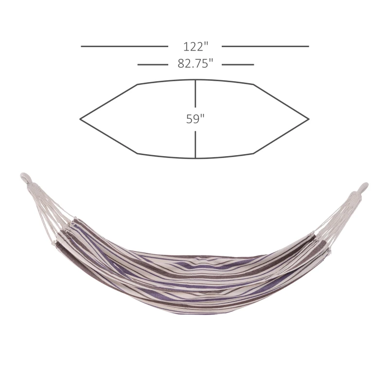 Outsunny Outdoor Hammock 83"x59" Bed Swing Chair, Patio Lounge Garden Camping Hiking Travel Hammock Only for Backyard, Purple