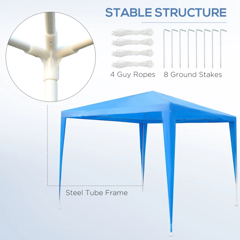 Outsunny 9x9 Ft Portable Canopy Party Tent Gazebo for Weddings Parties Outdoor Sunshade with Dressed Legs, Blue