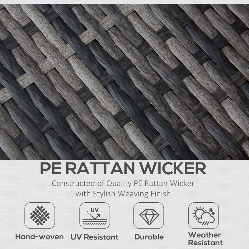 Outsunny 4-Piece Outdoor Rattan Wicker Sofa Set Patio Furniture Sets with Retractable Sun Canopy, Deep Soft Cushions & Classic Design, Grey