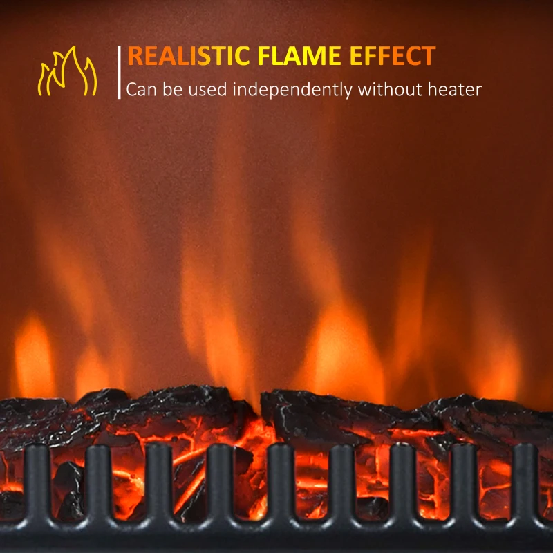 HOMCOM 16" 1500W Compact Freestanding Electric Wood Stove Fireplace Heater With Realistic Flames - Black