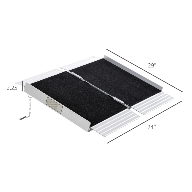 HOMCOM 2' Portable Wheelchair Ramp Aluminum Threshold Mobility Single-fold for Scooter with Carrying Handle
