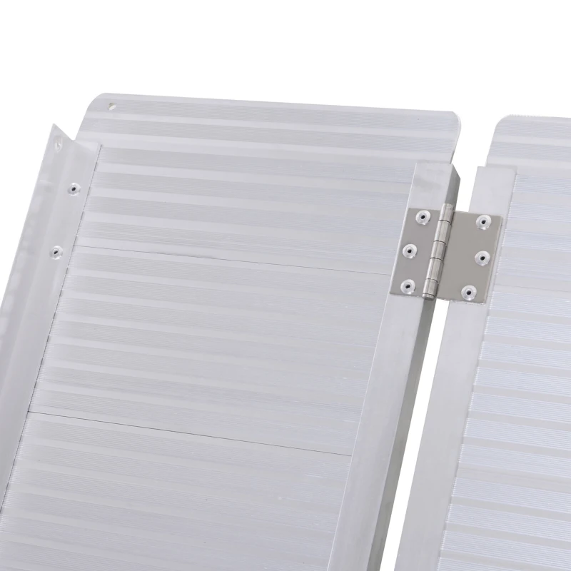 HOMCOM 3' Foldable Handicap Ramp for Home, Steps, Doorways, Aluminum Portable Wheelchair Ramp, Textured Threshold Ramp, Silver