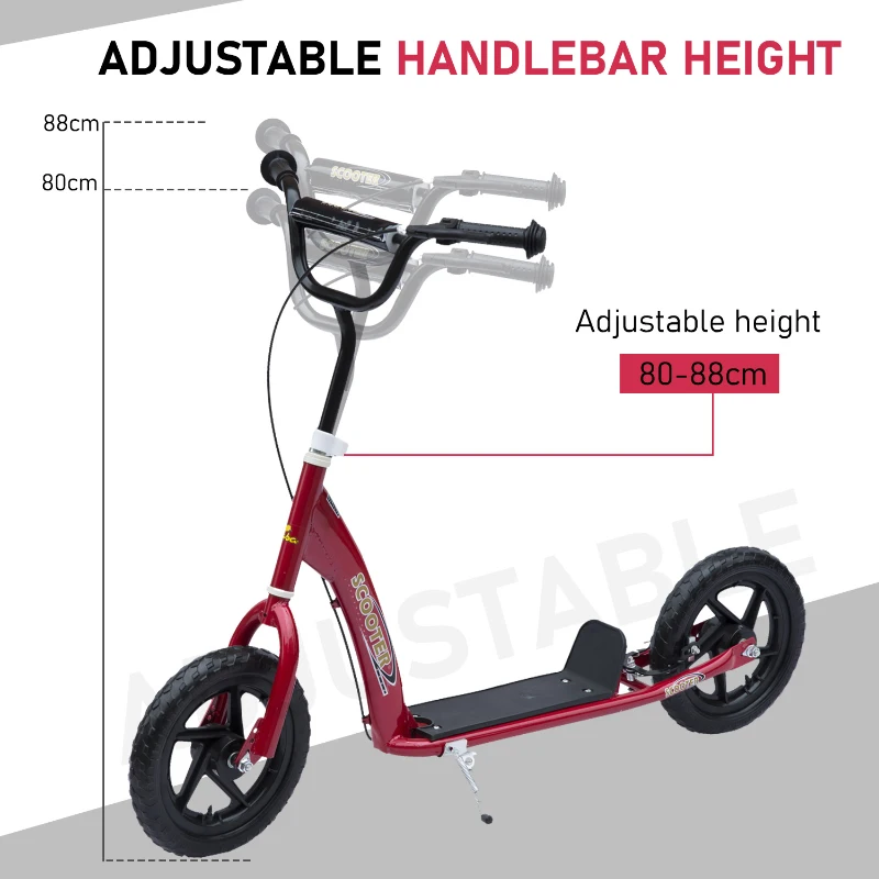 HOMCOM Adjustable Kids Pro Stunt Scooter Children Street Bike Bicycle Ride On with 12” Tire (Red)