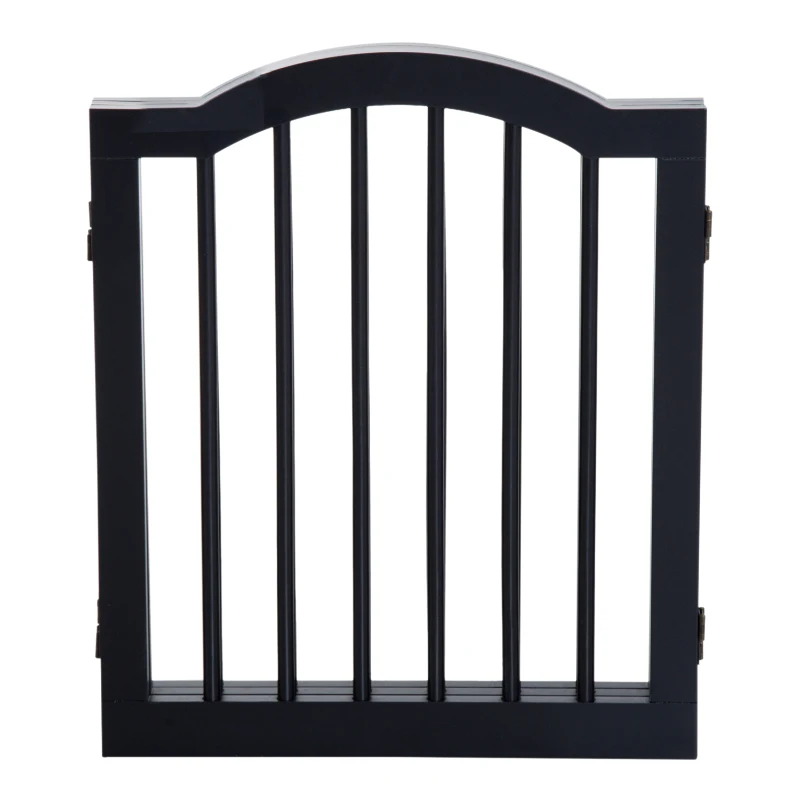 Pawhut Wooden Dog Gate Stepover Panel  Indoor Foldable Pet Fence Folding Safety Barrier (Black)