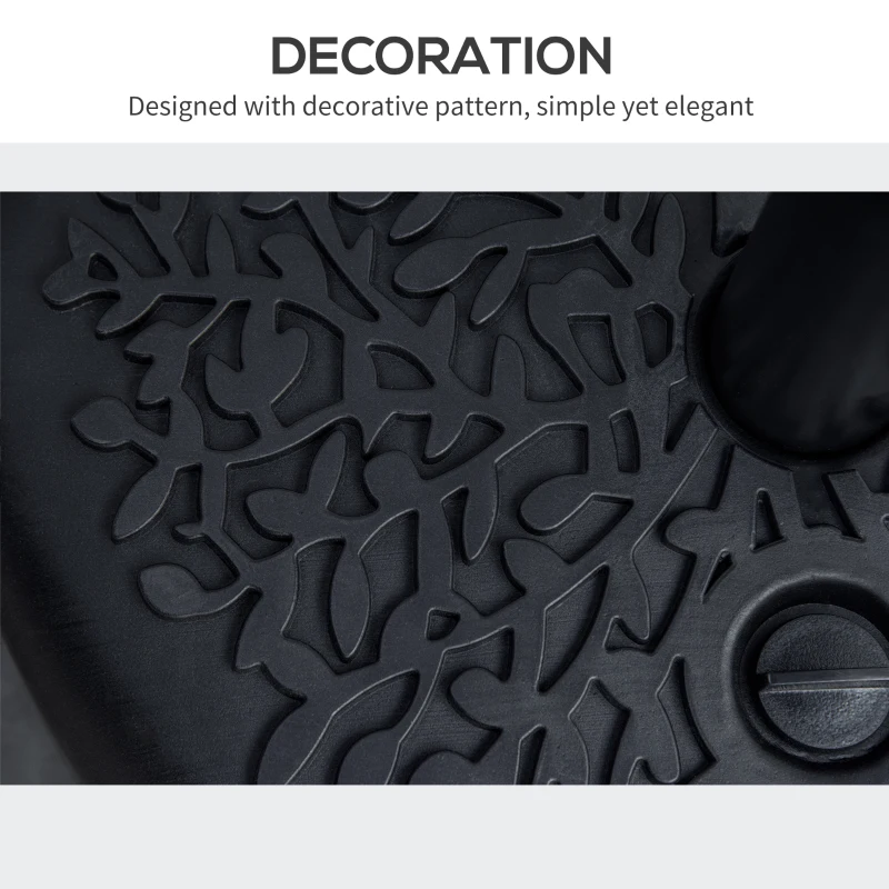 Outsunny Half Round Umbrella Base Fillable Patio Umbrella Stand Holder for Lawn, Deck, Backyard, Garden, 40 lb Water or 46 lb Sand, Black