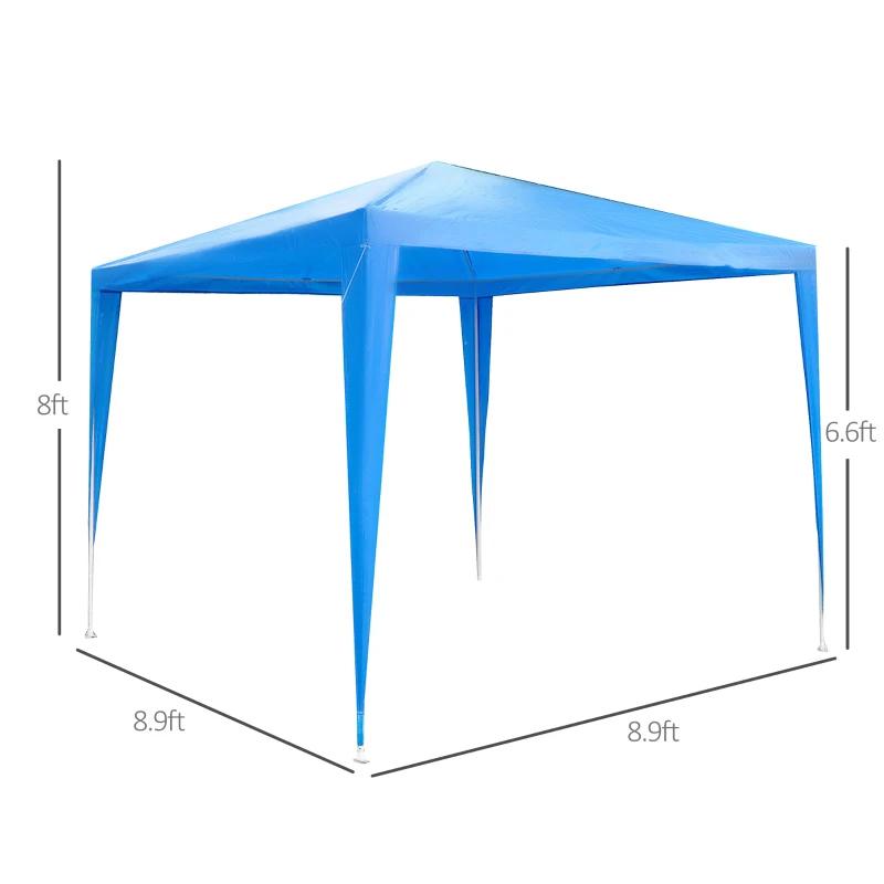 Outsunny 9x9 Ft Portable Canopy Party Tent Gazebo for Weddings Parties Outdoor Sunshade with Dressed Legs, Blue