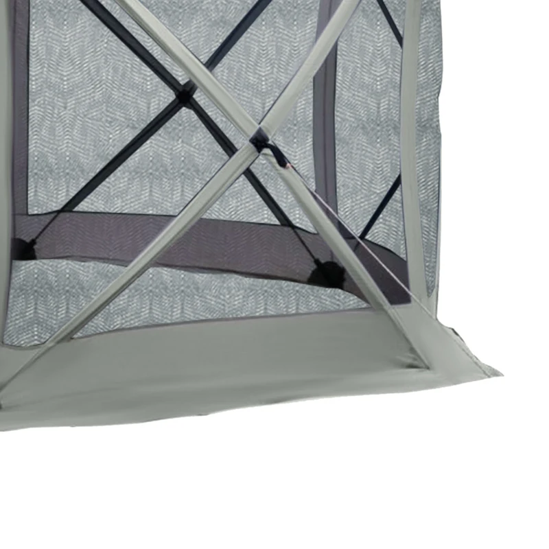 Outsunny 6-Sided Hexagon Pop Up Party Tent Gazebo with Mesh Netting Walls & Shaded Interior, 12' x 12', Beige